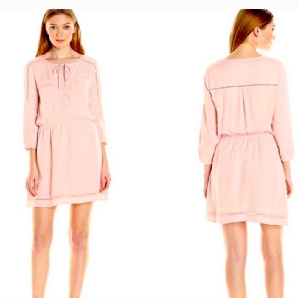 Jack by BB Dakota Shaw Chevron Midi boho Dress Blush Pink